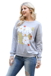 Heather Grey Plus Size Floral Print Pull Over Top  - Pack of 6