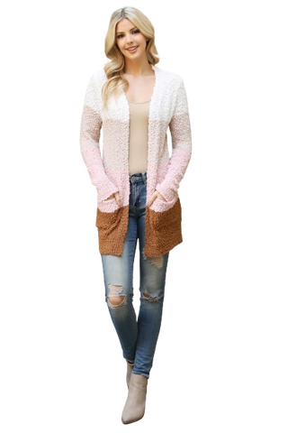 Plus Size Long Sleeve Open Front French Terry Hoodie Cardigan Marsala - Pack of 6