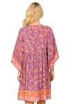 Purple Rust V Neck Half Sleeve Front Pocket Floral Dress -  Pack of 5
