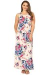 Ivory Plus Size Sleeveless Ruched One Side Floral Dress - Pack of 6