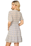 Sky Notch Neck Puff Sleeve Smocked Waist Floral Dress -  Pack of 6