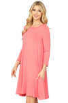 Fuchsia Side Cut Out Detail Puff Sleeve Solid Maxi Dress -  Pack of 5