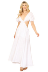 Off White Ruffle Sleeve Solid Maxi Dress  -  Pack of 6