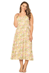 Plus Size Short Sleeve V Neck Floral Print Dress with Side Pocket Detail Ivory Multi - Pack of 6