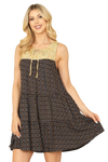 Black V Neck Ruffle Sleeveless Side Slit Tropical Print Maxi Dress -  Pack of 5