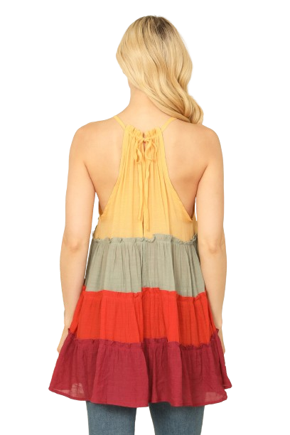 Mango Multi Halter Color Block Ruffle Tiered Top - Pack of 6