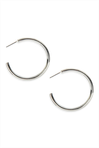 Hoop Post Earrings Matte Silver - Pack of 6