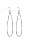 Hammered Texture Teardrop CCB Earrings Silver - Pack of 6