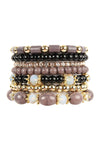 Mix Beads Wood FIMO Layered Charm Versatile Bracelet Brown - Pack of 6