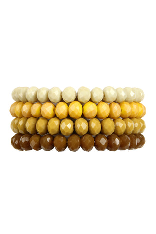 Natural Seven Lines Glass Beads Stretch Bracelet - Pack of 6