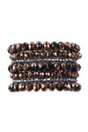 Peach Seven Lines Glass Beads Stretch Bracelet - Pack of 6
