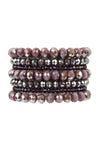 Glass Beads Stretch Bracelet Purple - Pack of 6