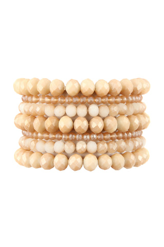 Charm Mix Beads Natural Stone Wood Layered Stackable Versatile Bracelet Set Amazonite - Pack of 6