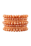 Pink Seven Lines Glass Beads Stretch Bracelet - Pack of 6