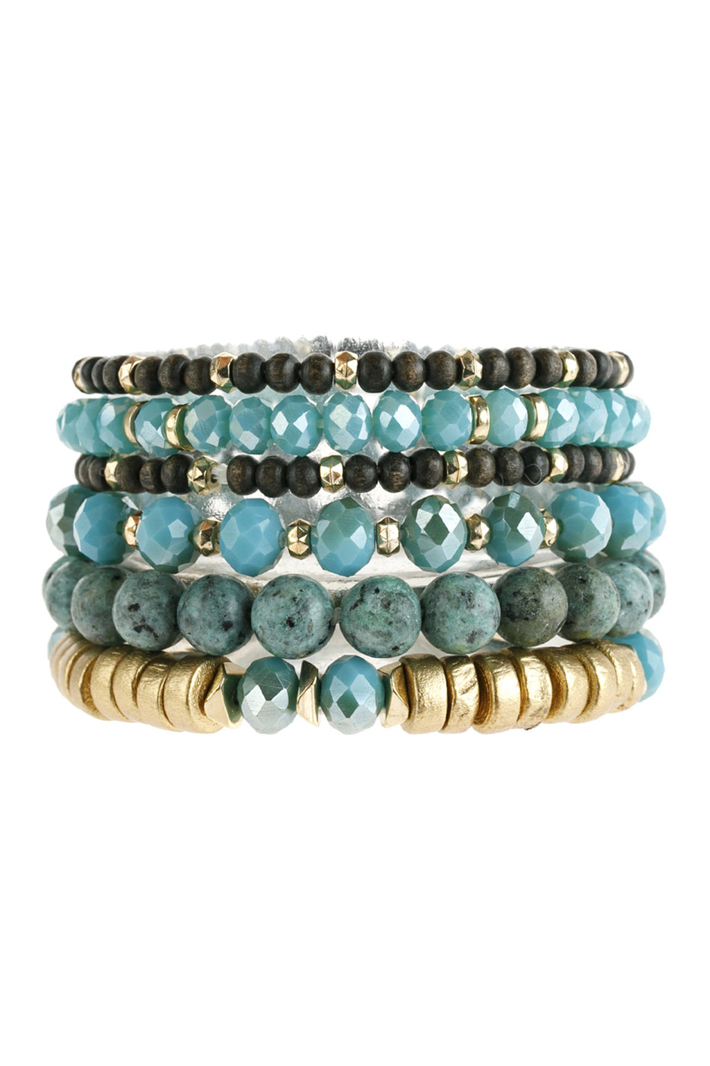 Turquoise Mix Stackable Charm Bracelet - Pack of 6