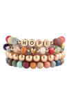 Charm Mix Beads Natural Stone Wood Layered Stackable Versatile Bracelet Set White - Pack of 6