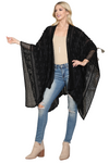 Women Pull Over Color-Blocked Poncho Black - Pack of 6