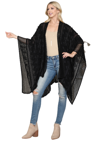 Charcoal Long Sleeve Open Front Knit Cardigan - Pack of 6
