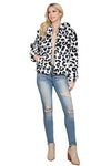 Leopard Print Faux Fur Hoodie Jacket White - Pack of 6