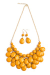 Druzy Hexagon Pendant Necklace Earring Set Dark Peach - Pack of 6