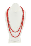 Coral 60 Inches Marble Beads Long Necklace - Pack of 6