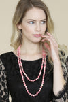 Pink 60 Inches Marble Beads Long Necklace - Pack of 6