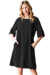 Black Plus Size One Shoulder Cut Out Long Sleeve Side Slit Solid Midi Dress - Pack of 6
