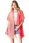 Plus Size Open Front Printed Cardigan Royal Orange - Pack of 6