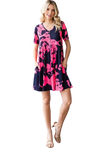 Navy Sleeveless Ruched One Side Floral Dress - Pack of 6