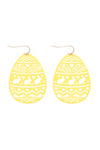 Easter Egg Filigree Colored Laser Cut Earrings Yellow - Pack of 6