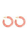 Glitter Epoxy Hoop Post Earrings Rose Gold - Pack of 6