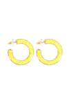 Glitter Foam Hoop Earrings Light Yellow - Pack of 6