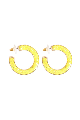 Glitter Foam Hoop Earrings Light Yellow - Pack of 6