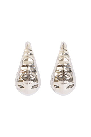 1.5 Inches Post Hoop Earrings Matte Silver - Pack of 6