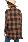 Plus Size Open Front Banded Hem Plaid Cardigan Brown Black - Pack of 6