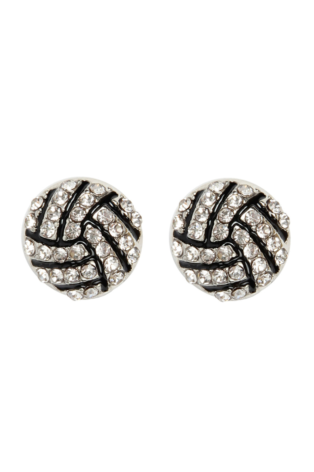 Volleyball Rhinestone Post Earrings Silver - Pack of 6