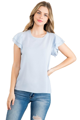 Charcoal White Short Puff Sleeve Crew Neck Printed Top - Pack of 5