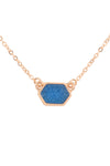 Druzy Hexagon Pendant Necklace Earring Set Dark Mint - Pack of 6