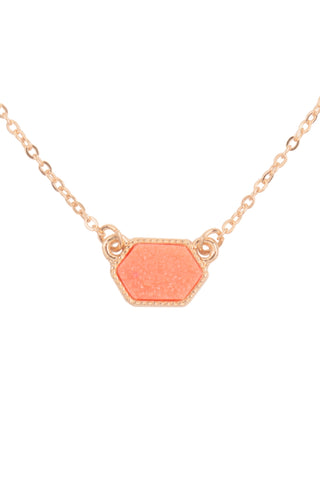 Druzy Hexagon Pendant Necklace Earring Set Pink - Pack of 6