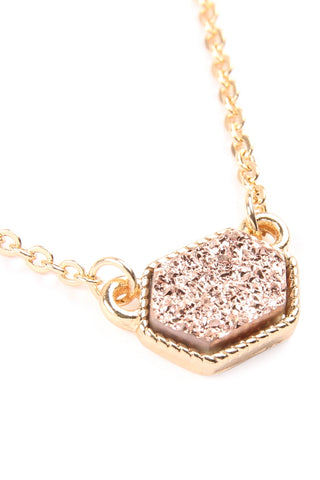 Druzy Hexagon Pendant Necklace Earring Set Dark Mint - Pack of 6