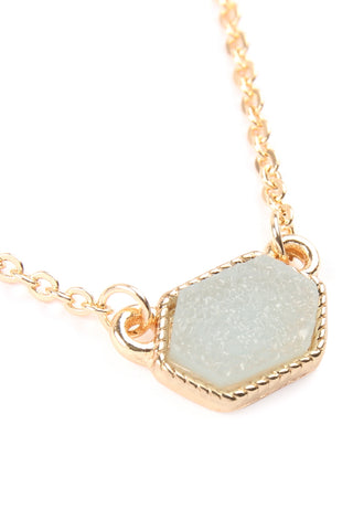 Druzy Hexagon Pendant Necklace Earring Set Silver - Pack of 6