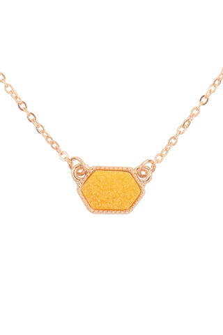 Druzy Hexagon Pendant Necklace Earring Set Dark Peach - Pack of 6