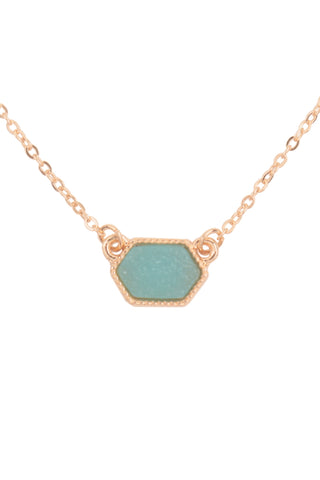 Druzy Hexagon Pendant Necklace Earring Set Aqua - Pack of 6