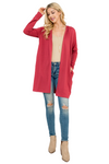 Plus size open front long Cardigan Robe Burgundy -  Pack of 6