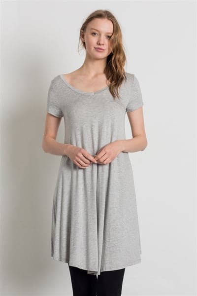 Cap Sleeve Solid Dresses Heather Grey