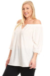 Plus Size 3/4 Bell Sleeve Top Ivory - Pack of 6