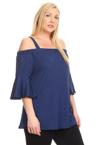 Plus Size 3/4 Sleeve Ruffle Design Top Off-White - Pack of 6