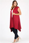 Plus Size Long Sleeve Open Front French Terry Hoodie Cardigan Oxblood - Pack of 6