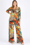 Green Multi Plus Size Spaghetti Strap Floral Jumpsuit - Pack of 6