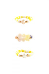 Marble Resin Pearl Assorted 5 Pieces Ring Set Multicolor - Pack of 6